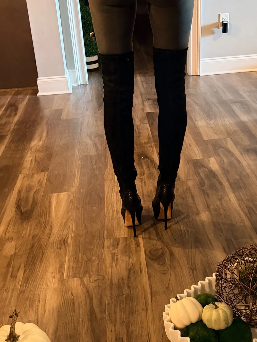 Alice + Olivia Black Over‑The‑Knee Platform Stiletto Boots